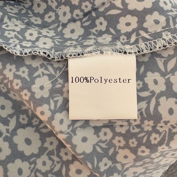 Women’s Black Floral Pleated Midi Dress V-Neck Puff Sleeve Size L New - Picture 10 of 12